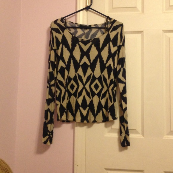 Blue and tan tribal long sleeve shirt