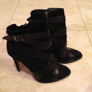 Sam Edelman black moto-bootie heels, size 7 1/2