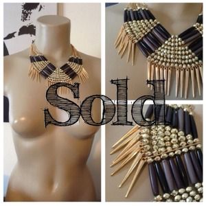 Gold Spike Statement Necklace