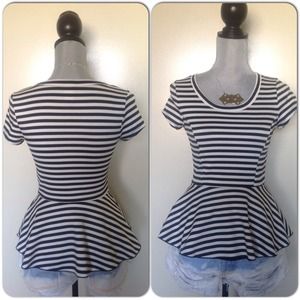 Black & White Stripe Peplum-NWOT