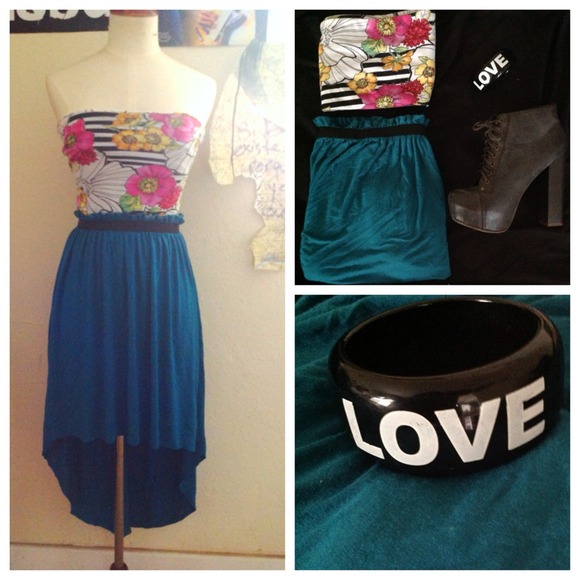 Aqua blue short/long skirt