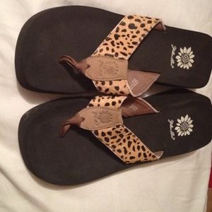 Yellow box flip flops