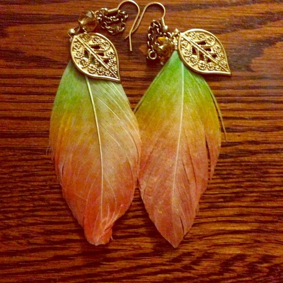 Neon feather earrings
