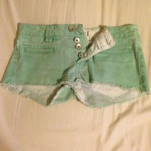 Bullhead sea foam green denim shorts