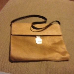 Camel faux fur purse