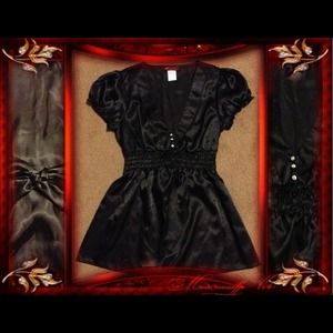 Beautiful Silky Black Baby Doll w/Bow Back Detail.