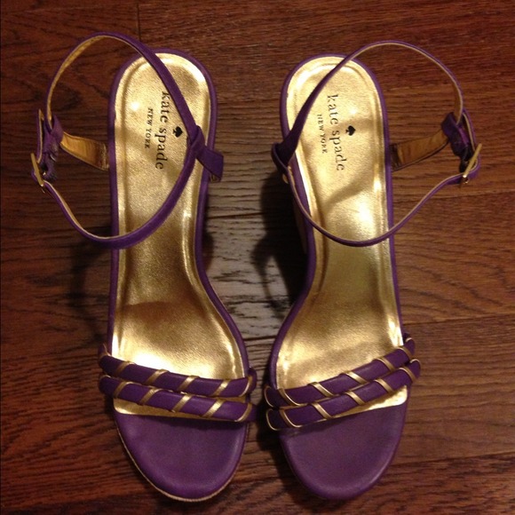 ❗REDUCED❗Kate Spade Purple/Gold Wedges