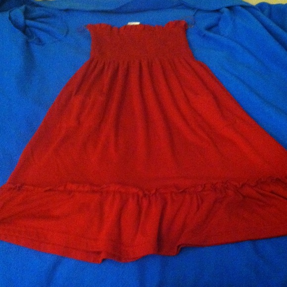 Strapless red sun dress