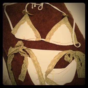 White and Olive Lace Bikini