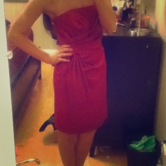 Strapless fitted red dress