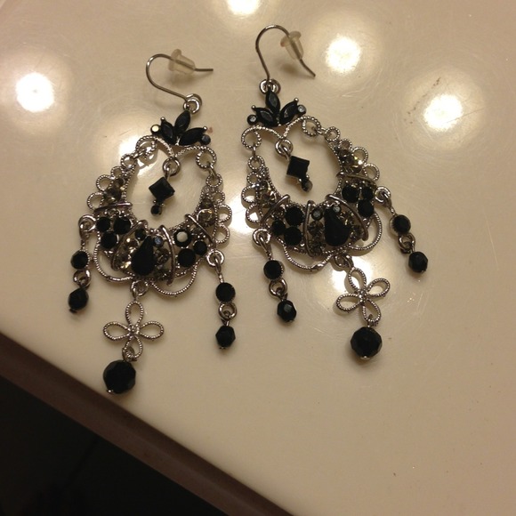 Black and silver earrings