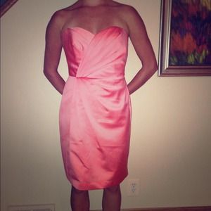 DAVIDS BRIDAL coral bridesmaid dress Style F15103