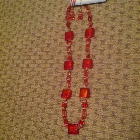 Orange Necklace and Earring Set - Picture 1 of 4
