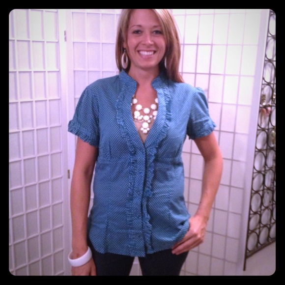 SALE❗️Turquoise with white polka dots