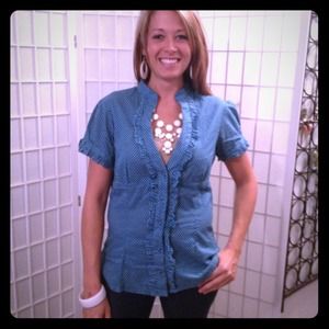 SALE❗️Turquoise with white polka dots