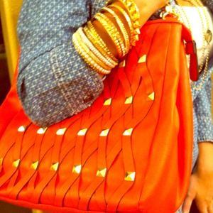 Bright Red Gold Studded Purse!!