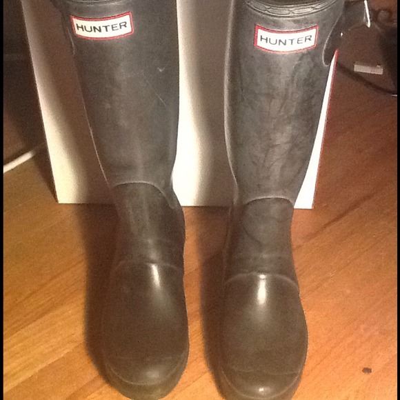 Tall Matte Black Hunter Boots. Size 7