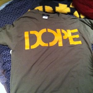 Shirt says dope