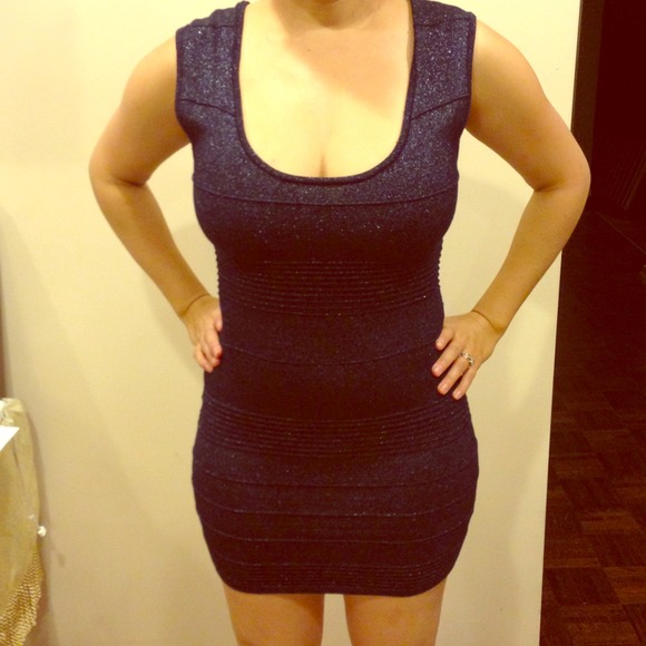 Navy dress with sparkles & strapy back.