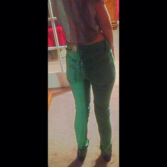 Cheap Monday green stonewashed skinny jeans! 28/34 - Picture 4 of 4