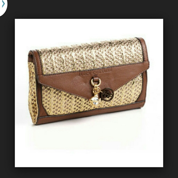 Juicy Couture brown leather/gold clutch