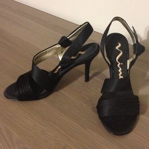 Strappy satin formal heels