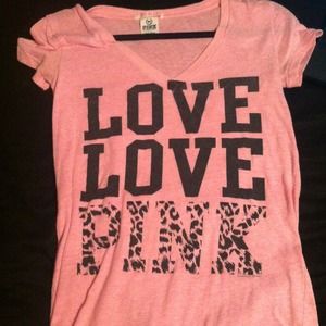 Cute pink brand v neck