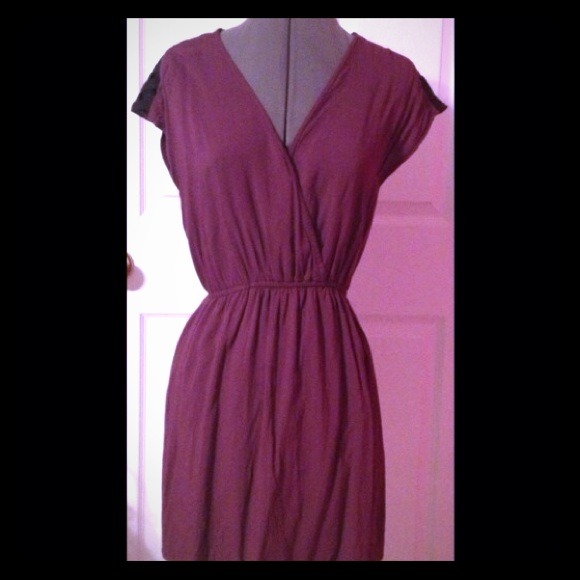 Nasty Gal Lattice Dress in wine, size Medium