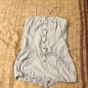 Light washed denim (looking) romper.