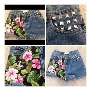 SOLD. ❌ Tropical studded high waisted shorts