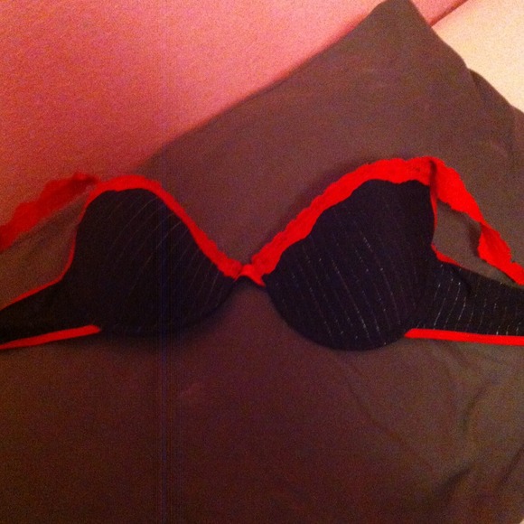 Black with red lace push-up bra