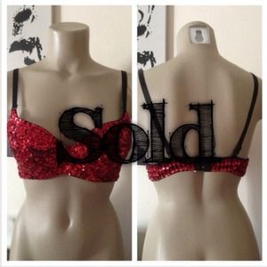Red Sequin Gogo Rave Bra