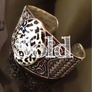 Silver Cheetah Cuff Bangle Bracelet