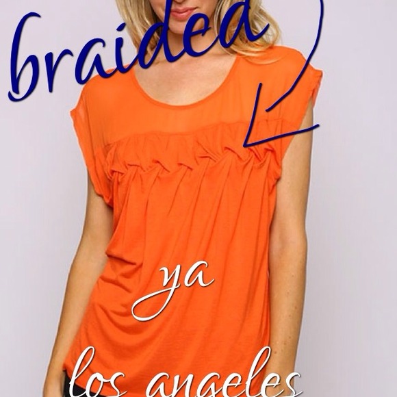 CONSIGNED LOCALLY Orange Braided Tee with Contrast