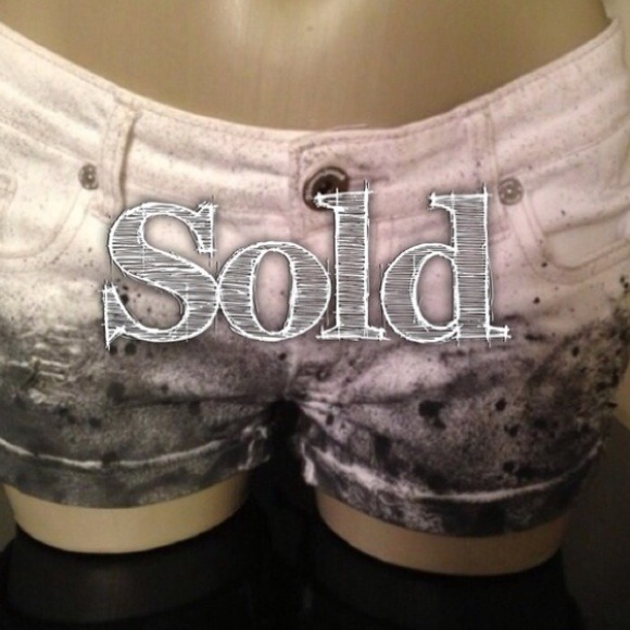 White Custom Dip Dye Shorts