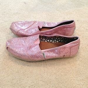 Pink Sparkly TOMS Shoes