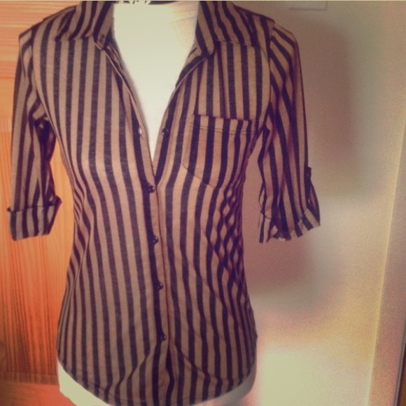 Striped brown button down.
