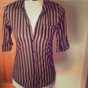 Striped brown button down.