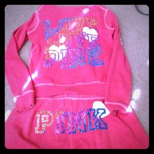 Victoria's Secret glitter PINK sweat outfit