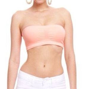 2B Rouched Front Basic Bandeau Electric Peach
