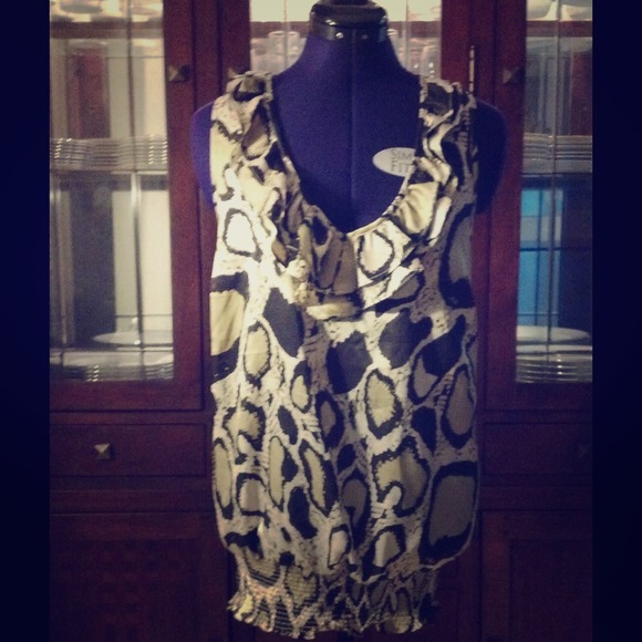 BCBG loose leopard print silk blouse