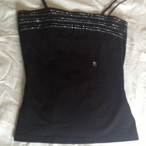 Express  Beaded black tank top L Adjustable straps