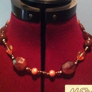 CUTE BROWN NECKLACE WITH MATCHING EARRINGS