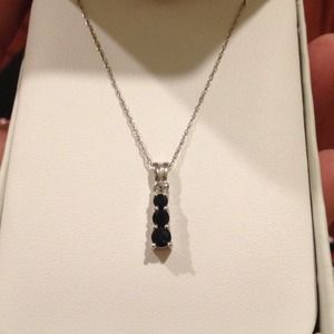10k white gold sapphire and diamond pendant