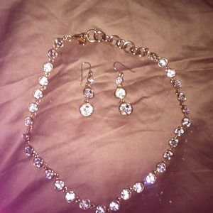 Rhinestoned necklace with matching earrings