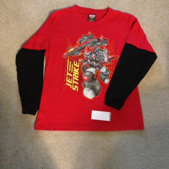 🚁BNWT boys L 10/12 LS transformers shirt.