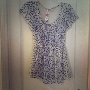 Sheer white and black blouse
