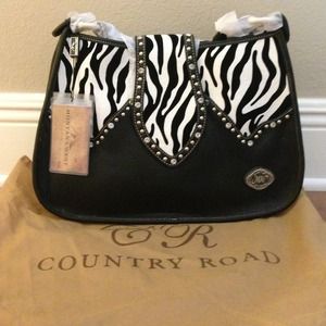 Montana West Zebra & Black Leather Handbag