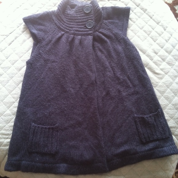 Blue open front sweater