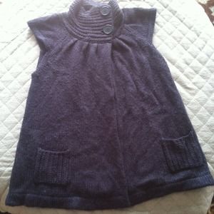 Blue open front sweater